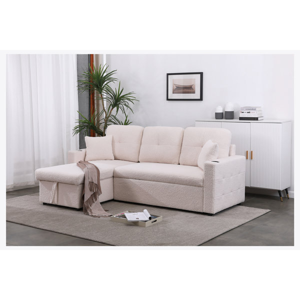 Latitude Run® Lambswool Pull Out Sleeper Sectional Sofa with Storage